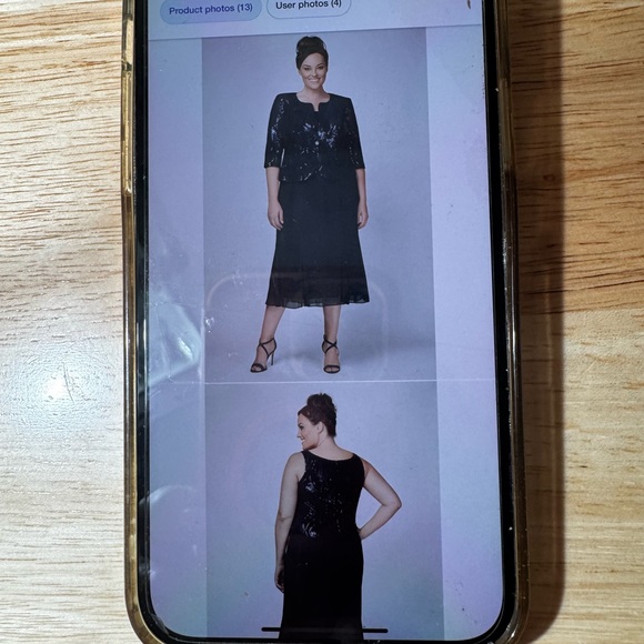 Alex Evenings Black Dress with Silver Sequin Jacket